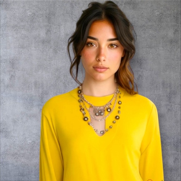 Loop Design Long Sleeve Yellow Blouse - Picture 1 of 5